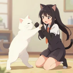 anime girl cat fight