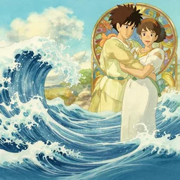 coherent, summer waves no people, studio ghibli, pixar and disney animation, sharp, disney concept art watercolor illustration by mandy jurgens and alphonse mucha and alena aenami, pastel color palette, dramatic lighting, highly detailed