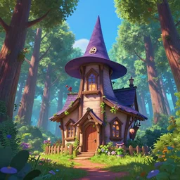 a gorgeous landscape in the style of thomas cole and pixar. a tall quaint witch cottage deep in the forest, beautiful beyond imagination! enchanting, magical, irresistible, evokes a feeling of bliss, a state of pure happiness, joy and pleasure, smooth gradient cgi, ultrarealistic path tracing, trending on artstation