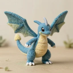 a needle felted dratini, needle felting art.
