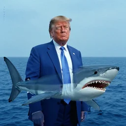 Donald Trump as the shark in Jaws 1975