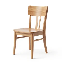 the back of a wood chair on a white background, 3 d rendering