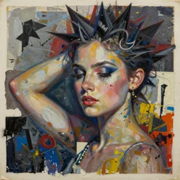 dreaming of you detailed and highly reliefed analogue mixed media collage with canvas texture in style of conteporary art, punk art, photorealistic, expressionism, masterpiece, perfect composition, spectacular quality, intricate oil details