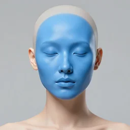 portrait of a female android, no nose, no mouth, face completely covered in phthalo blue steel, filigree, elegant, sharp focus, graceful, master crafted, trending on artstation, award winning, beauty,