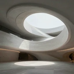 extremely detailed stunning smooth curvilinear museum interior