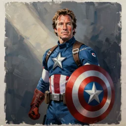 bob ross as captain america painted by bob ross
