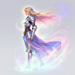 side profile concept art by thomas blackshear, imogen poots as a paladin, gloomhaven, luminescent, colorful swirly magic ripples, pastel colors, by artgerm, lawren harris,, eve ventrue, sherree, ilya kuvshinov, magali villeneuve, jeremy lipkin, rob rey, christophe vacher