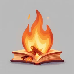 campfire with flames creating the shape of a book