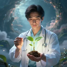 a mad doctor of heaven showing seeds of life, clear face, focus, magical world, by greg rutkowski, sung choi, photo realistic, 8 k, cinematic lighting, hd, atmospheric, hyperdetailed, trending on artstation, devainart, digital painting, glow effect