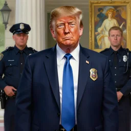 a beautiful illustration of donald trump disguised as an fbi officer at mar - a - lago, classic fbi jacket, sharp focus, illustration, highly detailed, digital painting, concept art, matte, art by wlop and artgerm and greg rutkowski and alphonse mucha, masterpiece