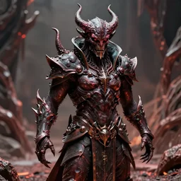 medium shot of a demon overlord in the pits of hell, greg rutkowski, 8 k, shallow depth of field, intricate detail, concept art,
