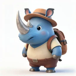 An adorable anthropomorphic blue rhino wearing adventurer's clothing, highly detailed, digital painting, artstation, concept art, smooth, sharp focus, studio light, by Justin Gerard,