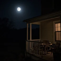 pitch black moonless night on the porch