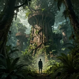 tropical jungle, wall wood fortress, an epic fantasy, dramatic lighting, cinematic, establishing shot, extremely high detail, photorealistic, cinematic lighting, artstation, matte painting, by simon stalenhag, shadow of the tomb rider