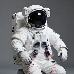 extremely detailed studio portrait of space astronaut, helmet off, helmet on lap, full body, soft light, golden glow, award winning photo by michal karcz and yoshitaka amano