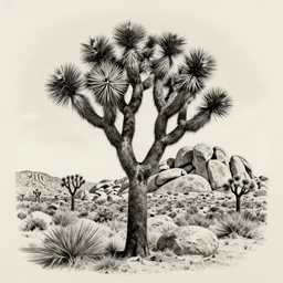 pencil sketch of a joshua tree