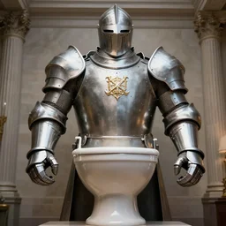 oversized giant oversized knight wearing toilet bowl armor