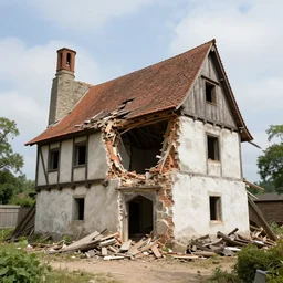 medieval house being torn down