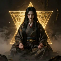 Portrait of a Surreal Shinigami god in the darkest environment, ominous lighting, golden ratio, photo realistic, highly detailed, mist, trending on artstation, ultra realistic, octane render byJames Jean