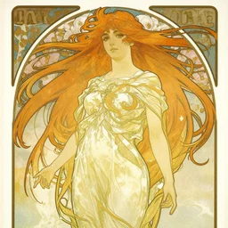 portrait of zero two from darling in the franxx with long hair on a windy day, almost entirely covered by swirling fabric, poster by alphonse mucha, cover for la plume, art nouveau, leon bakst