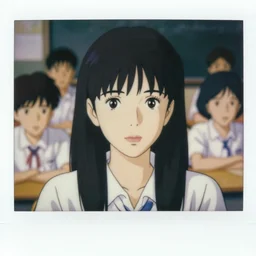 film still keyart overview polaroid portrait of a 1 9 8 0's chinese super woman teaching in a school, finely detailed features, closeup at the faces, perfect art, gapmoe yandere, trending on pixiv fanbox, painted by craig mullins makoto shinkai takashi takeuchi studio ghibli, akihiko yoshida,