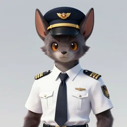 character portrait feature of the anthro male anthropomorphic fruit bat fursona wearing airline pilot outfit uniform professional pilot for delta airlines character design stylized by charlie bowater, ross tran, artgerm, and makoto shinkai, detailed, soft lighting, rendered in octane