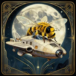 epic professional digital art of 🐝 🌛 🚠 🛡, art deco, surreal, art nouveau, fantastic, detailed, wow, hd, 4 k