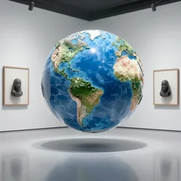 the last human on earth visiting the endless gallery of artificial intelligence generative art