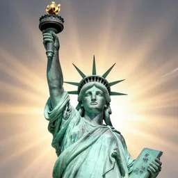 statue of liberty holding a bottle of molotov, trending on artstation, highly detailed 8 k, rendered in unreal engine 5, bloom, dramatic lighting