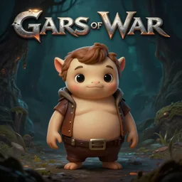 cute Mister Bean in Gears of War cover art, ultra wide lens sho, tiny, small,  short, cute and adorable, pretty, beautiful, DnD character art portrait, matte fantasy painting, eerie, DeviantArt Artstation, by Jason Felix by Steve Argyle by Tyler Jacobson by Peter Mohrbacher, cinematic lighting