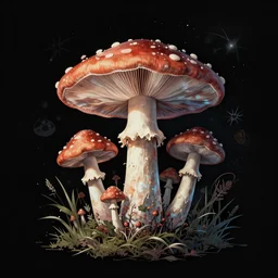 prog rock album cover design illustrating electric mushrooms by cosimo tura
