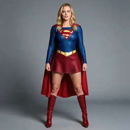 full length portrait photograph of a margot robbie as supergirl.  Extremely detailed. 8k