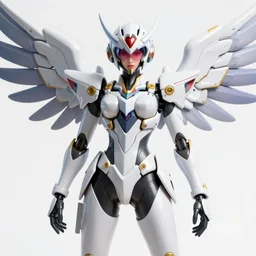 uncropped pop star Feminine mecha (with futuristic jet armor and wings) with a heart visor helmet, symphogear, full body character portrait, neon hologram armor, hi-tech, trending on Artstation, digital painting, concept art, sharp focus, illustration, art by WLOP and Greg Rutkowski