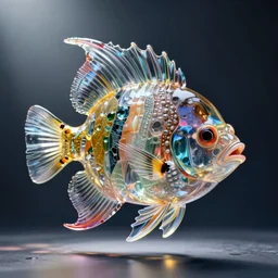 a giant tropical fish made up of glass, studio light, fine details, mamiya, nick knight