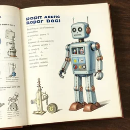a robot repair manual, 1 9 5 0 s, detailed