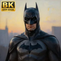 Batman portrait   painting  at dawn  Tonalism. 4k 8k, ultra-detailed