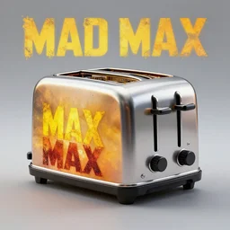 a mad max inspired toaster design, photo realistic, photo advertisement