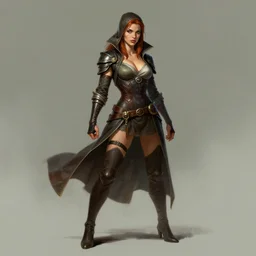 female rogue profile portrait , full body, Frank frazetta, digital art, trending on artstation