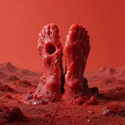 minimal & romantic approach to landscape art with a touch of surrealism, A demonic pact that tears your soul asunder!!!!, jellymeat, cinematic, hyper realism, high detail, octane render, unreal engine, 8k, vibrant color, Cthylla's laboratory!, fake 3D meshes!!, living in the database!!!, by andrea chiampo and chet zar