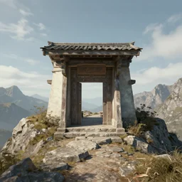 building entrance on top of a mountain, artstation