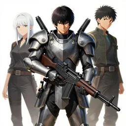 Kazuki Fuse in full armor holding his MG 42 machine Gun, Jin Roh: The Wolf Brigade, Mamoru Ushii, Trending on Artstation