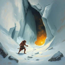 a neanderthal trapped in ice by greg rutkowski