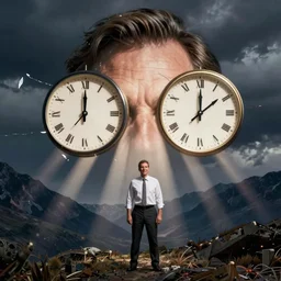 Jim Cramer with broken clocks for eyes