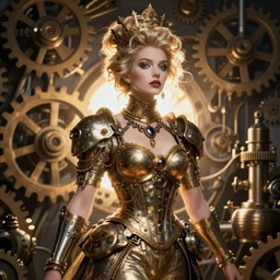 steampunk queen, modern art, gears, steam