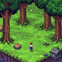 a clearing in a forest in the style of Kings Quest 6