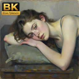 a young woman resting, expressionist, high quality, 4k, oil on canvas by Elias Tykeson, masterpiece, award-winning