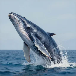high detail painting of a humback whale jumping out of water