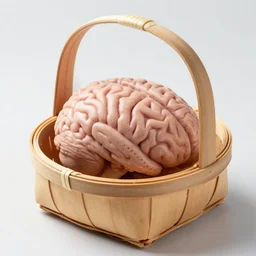 wooden basket filled with brains