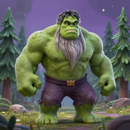 the hulk starring as gandalf in lord of the rings, cartoonish cute, pine trees, magical atmosphere, trending on artstation, 3 0 mm, by noah bradley trending on artstation, deviantart, high detail, stylized portrait