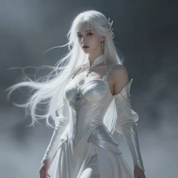 a beautiful white haired paladin, elegant, concept art by guweiz, cinematic, dramatic lighting, artstation, ethereal, ominous, misty, 8 k